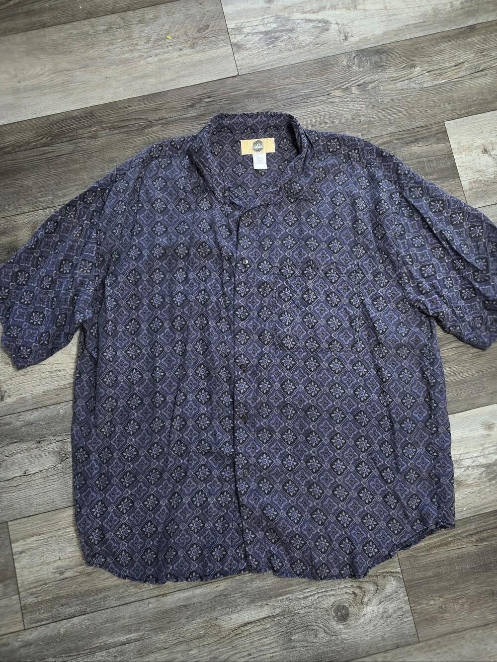 Silk Uomo Men's Vintage 90's Geometric Medallion AOP Button-down SS Shirt Sz XL